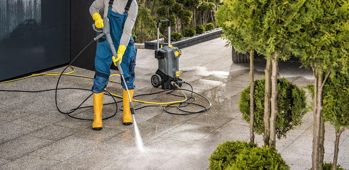 Pressure washing to prepare garden for sale