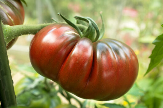 Lycopersicon Esculentum tomato red russian rippled tomato dark red green edible fruits