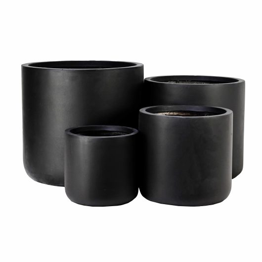 GardenLite Cylinder Black assorted size decorative pots for plant features