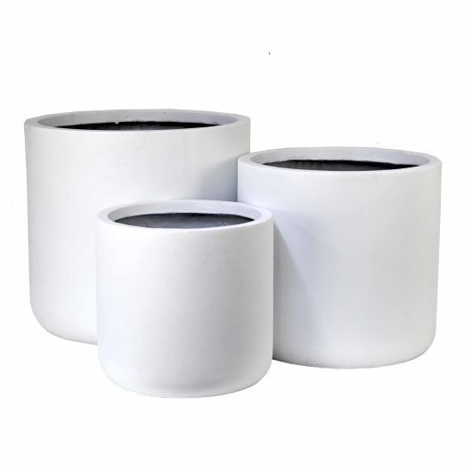 GardenLite Cylinder White Assorted size pots for feature plants decorative white plant pots