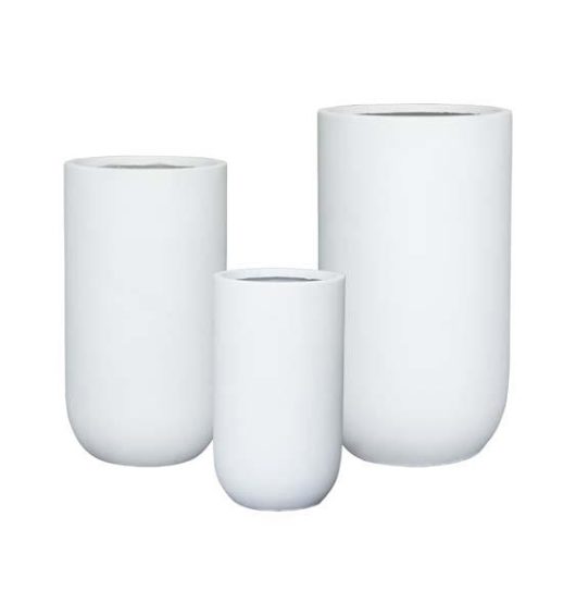GardenLite Tall U Pot White set of 3 different sizes decorative feature pots for plants