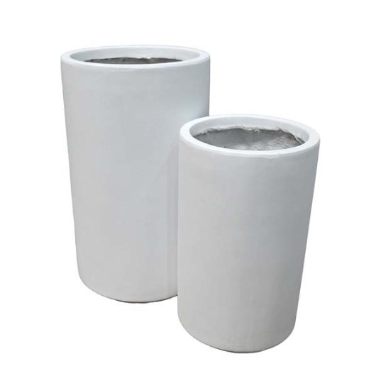 GardenLite Tall Cylinder White Assorted size decorative feature pots for plants