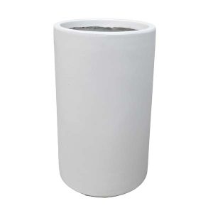 GardenLite Tall Cylinder White Single Decorative pot for feature plants