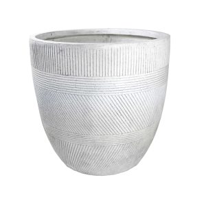 GeoLite Egg White Wash Singular decorative pot for feature plants