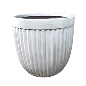 GeoLite Lined Egg Planter White Wash Singular feature pot for plants