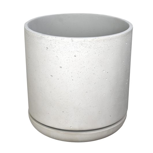 A Grampians Cylinder with Saucer White on a white background. Ready to be planted with plants