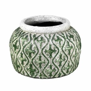 Tang Ginger Pot White and green decor for feature plants