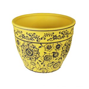 Tang Mini Cover Flower glazed pot yellow decorative pot for feature plants
