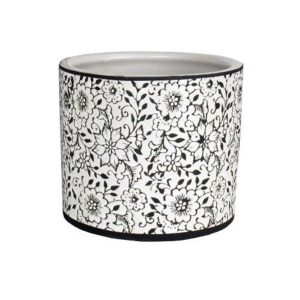 Tang Mini Pot Cylinder Floral Black and White decorative pot for feature plants