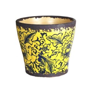 Tang Mini pot with plug rustica yellow glazed decorative pot for feature plants