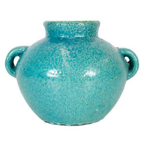 Tang Earn pot with handles rustic blue for feature plants glazed pots