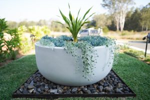 A large bowl shaped pot in white