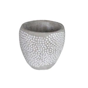 A Dart Dot Planter Cement feature pot grey with white dots decorative