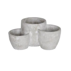 Three Dart Lined Egg Grey Stone cement three in one plant pot