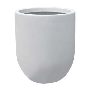 A white planter on a white background. Decorative feature pot lightweight ready for plants