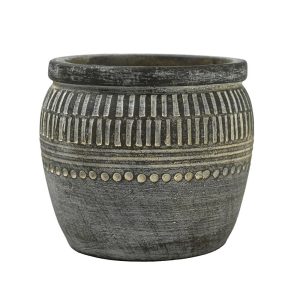 A GeoLite dark grey charcoal rim planter pot granite for plants