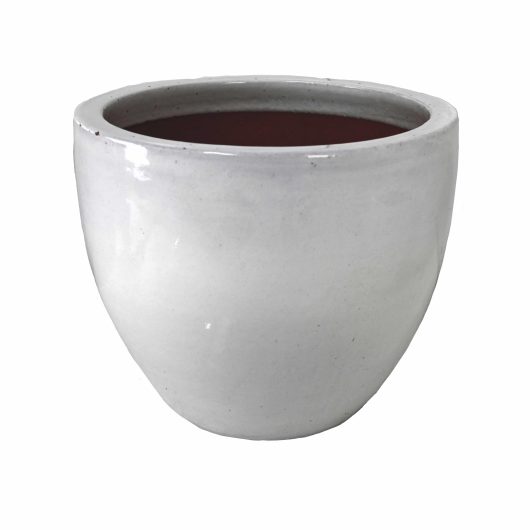 A white pot with a red lid on a white background.