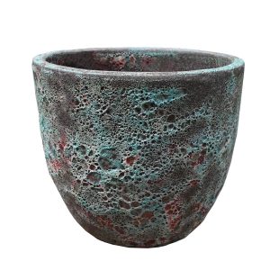 A ceramic planter with a blue and green color. Seafoam Bronte Aqua Blue Planter decorative pot for feature plants