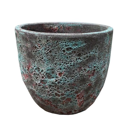 A ceramic planter with a blue and green color. Seafoam Bronte Aqua Blue Planter decorative pot for feature plants