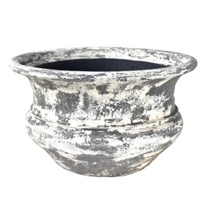 A Stoneware Tall Villa Grey & White M 42x42cm planter on a white background.