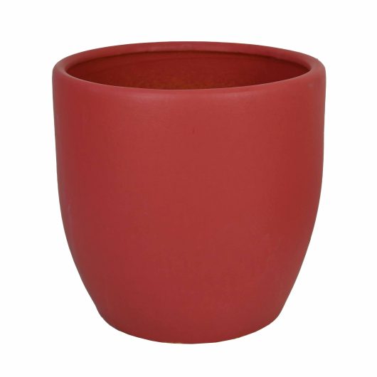 A Tang Egg Pot Glazed Red with Saucer pot for feature plants in garden