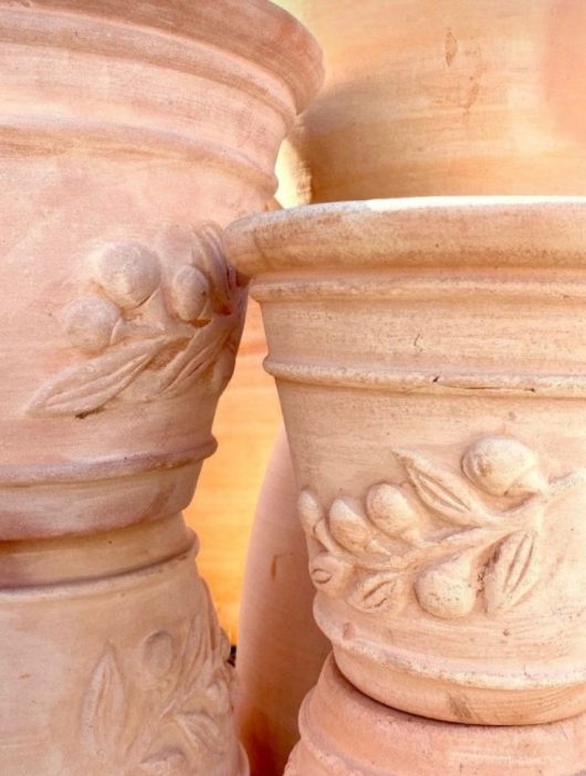 Terracotta DoubleRim Festoon Traditional pots rustic orange clay teracotta decorative plant pot