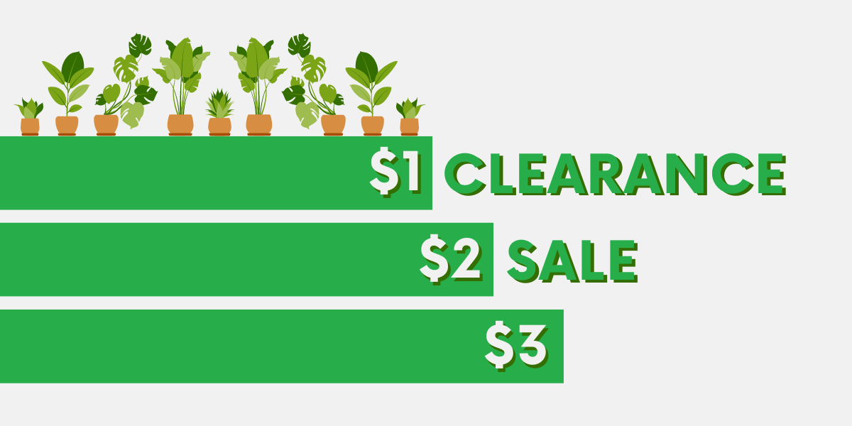 A green sign with the words $ clearance $ sale.