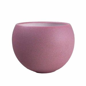 Round Eurocolour Luna Sphere Pink S 17x13cm ceramic planter pot against a white background.