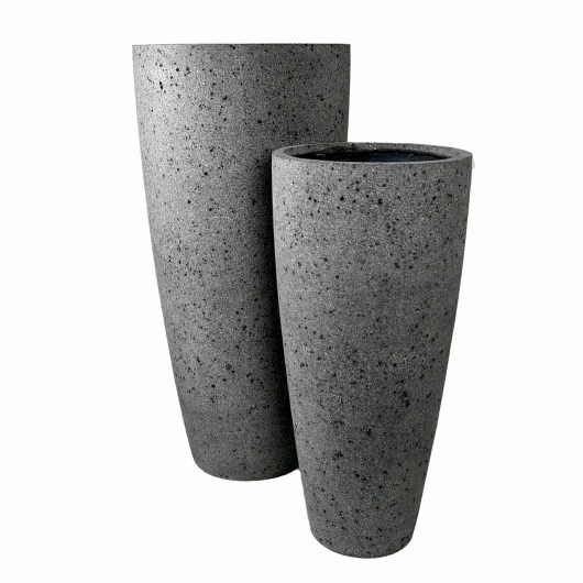 Two tall, cylindrical Urban Crucible White M 37x80cm planters on a white background.