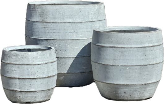 planter pots lined barrel grey wash