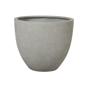 The UrbanCrete Deep Bowl Cement S70x61cm features a plain, gray, rounded design with a smooth finish and a wide opening at the top.